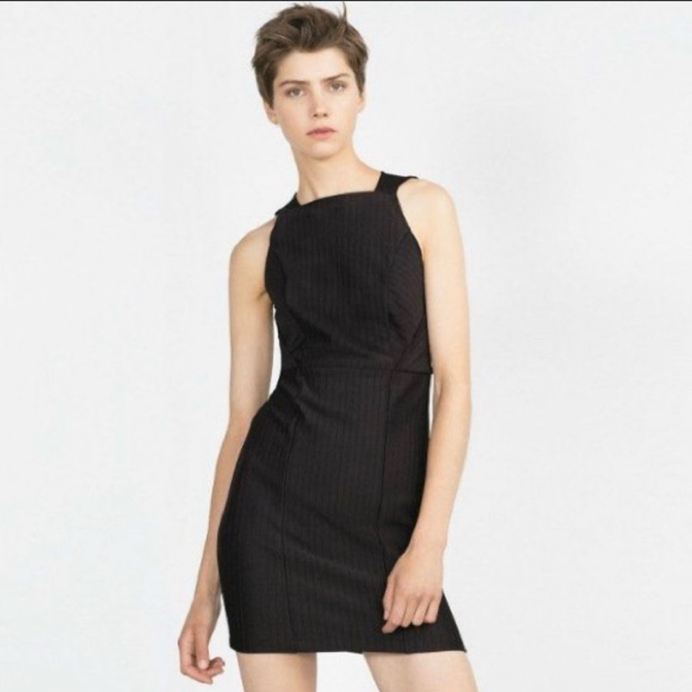 Zara Sleeveless Jacquard Dress Black Size Medium